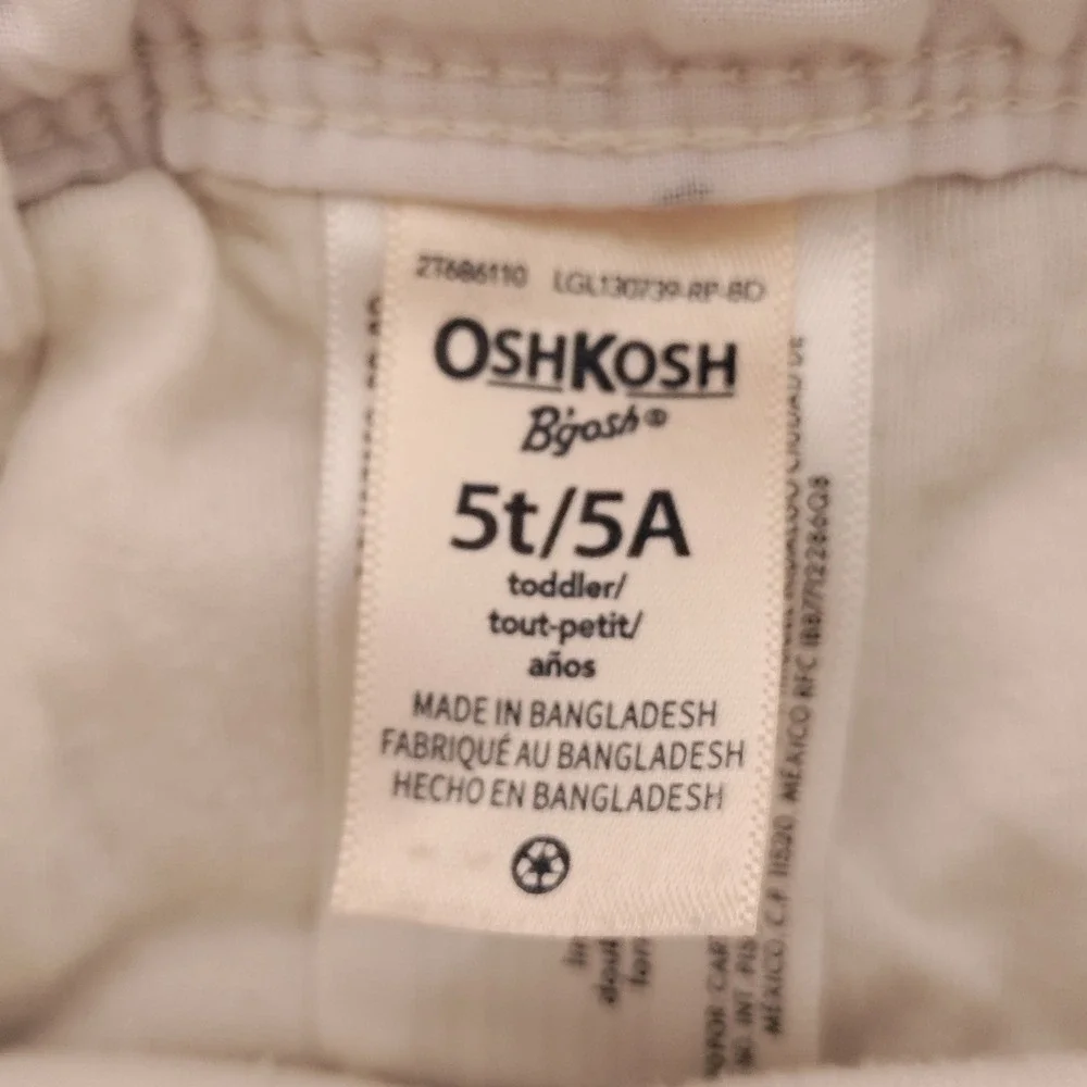 OshKosh B'gosh Kids White Corduroy Teddy Bear Vestbak Overalls 5T - Imperfect